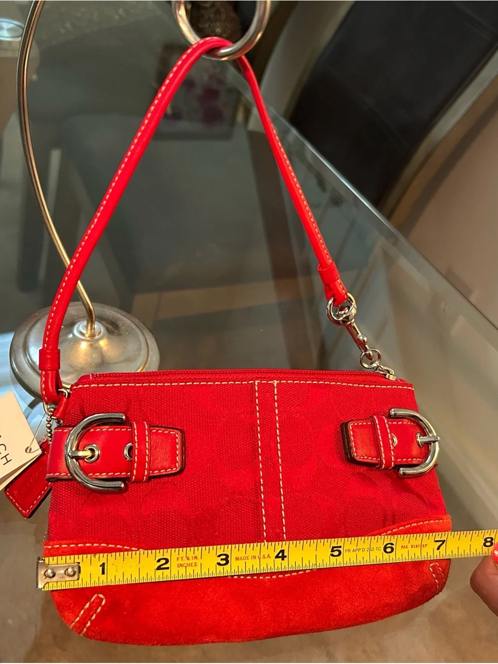 NWT Coach Ruby Red Jacquard Wristlet